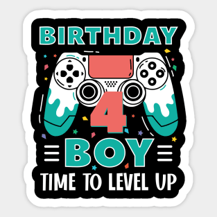 4th Birthday Boy Gamer Funny B-day Gift For Boys kids toddlers Sticker